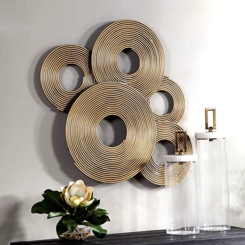 Modern Ahmet Spiraled Rings Circles Wall Sculpture Iron Abstract Uttermost 04201 - Picture 3 of 7