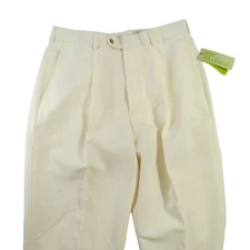 Cubavera Pleated Cuffed Pants Mens 34x30 Ivory $54 NEW!