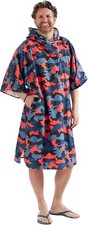 DRYMEE Wearable Hooded Poncho Adults Large Red Camo | Towel Beach Unisex Mens