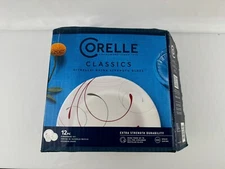 Corelle Splendor Coupe Splendid White Mix Red Round 12Piece Dinnerware Set USA