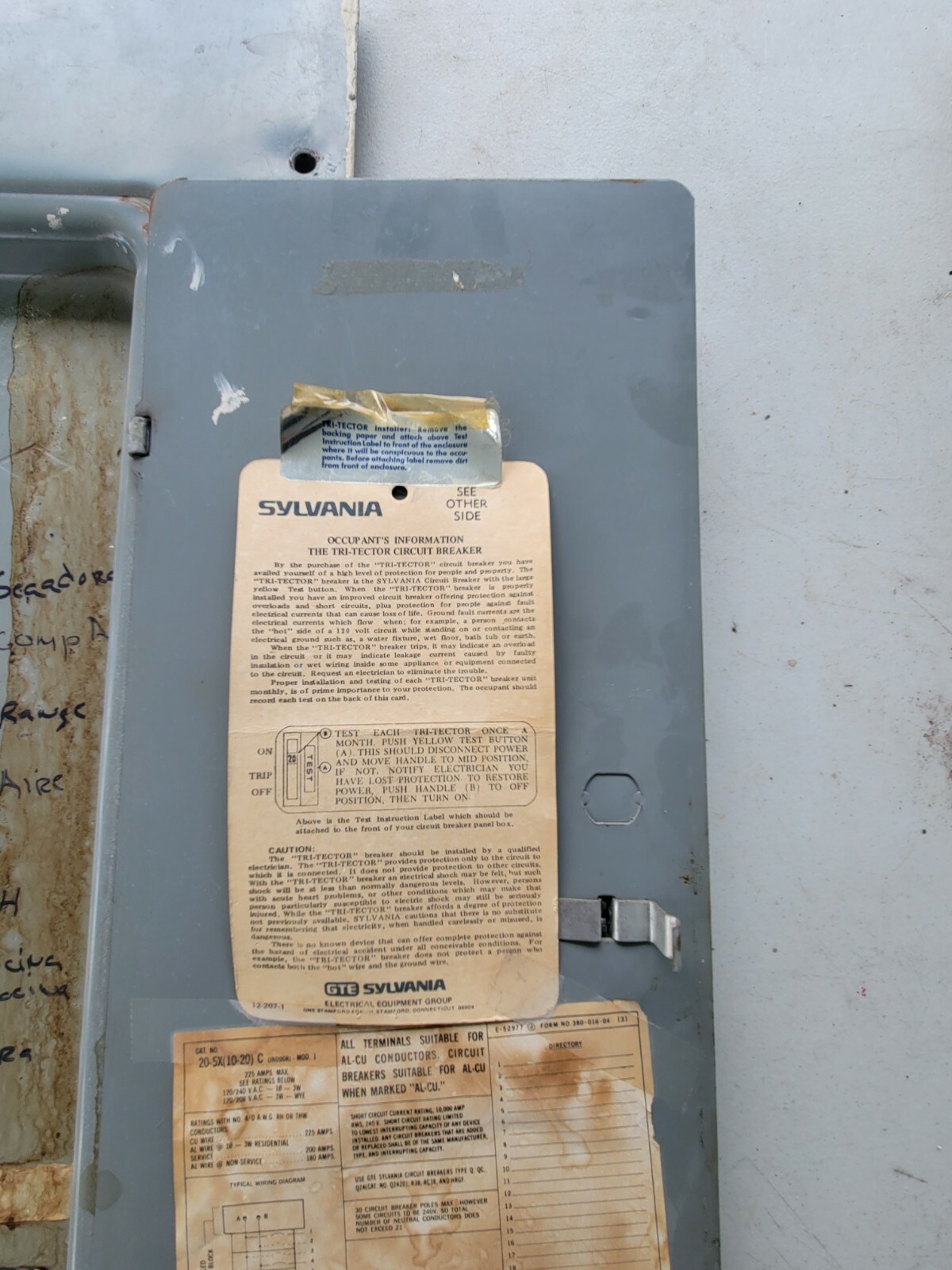 Sylvania Zinsco Panel Cover 225 Amp Main Breaker Mlb20 (2040) for sale