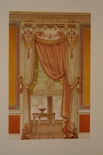 FOU02 Gravure tenture murale rideau fenêtre style néo-grec décoration intérieure