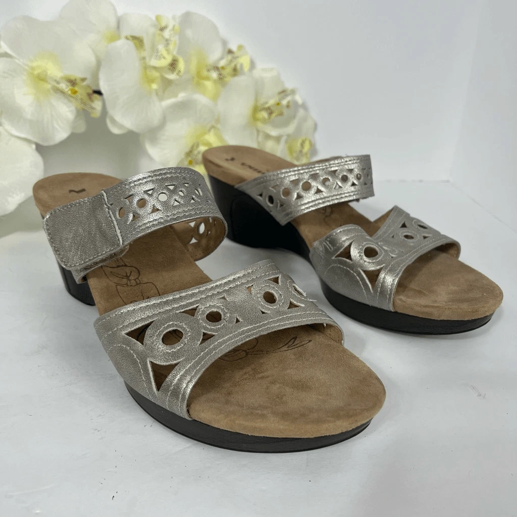 Romika Waikiki Wedge Sandals Womens size Eu 42 Us 11.5 Silver