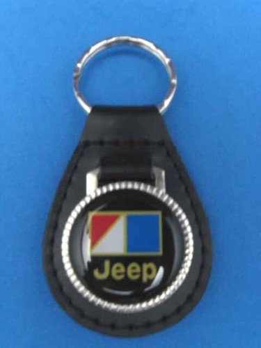 Vintage AMC Jeep CJ genuine grain leather keyring-key fob keychain-Collectible