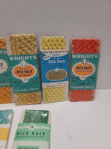 lotto di 8 finiture da cucito vintage nuovo con scatola Rick mercerizzate-Wright's & Penney's - Foto 3 di 7