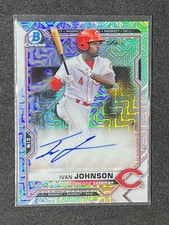 2021 Bowman Chrome Ivan Johnson Mega Box Mojo Refractor RC Auto #BMA-IJ