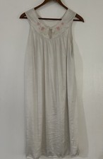Vintage Lorraine Womens Nightgown S Small White Pink Roses Sleeveless Negligee