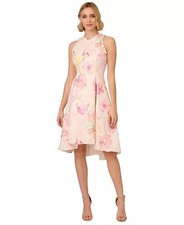 Adrianna Papell Women's Floral Jacquard Ruffle-Trim Dress Sz14 179
