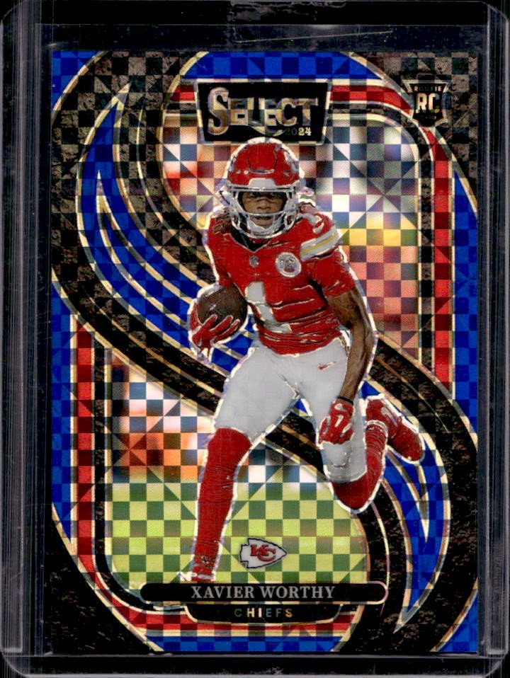 2024 Select Xavier Worthy Premier RC Blue Prizm Rookie #42/175 Chiefs