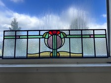 Vintage Edwardian style / Art Nouveau leaded stained glass window panel