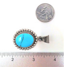 Vtg 925 Mexico Blue Turquoise Sterling Silver Chunky 2" Oval Pendant 13 grams — photo 5