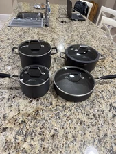 LOT OF 4 Pots W/Lids Calphalon Select Hard Anodized Great Set