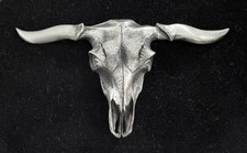 Huge  VINEGARROON FOUNDRIES 1977 Fine Pewter Steer Cow Skull Belt Buckle