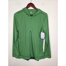 Alo Yoga NWT Women Green Quarter Zip Performance Hoodie Athletic Top XL