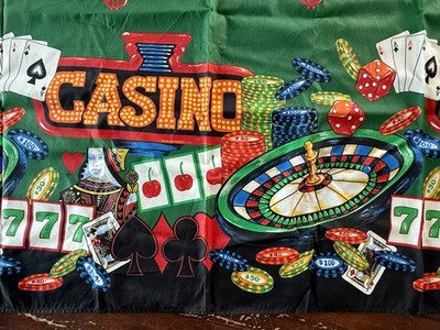 Vintage Casino Shower Curtain Poker Vegas Gambling Roulette Cards Dice Retro Y2K