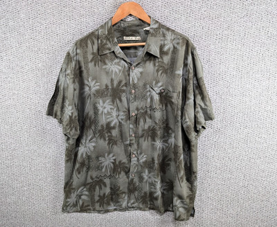 Batik Bay Vintage Herren Palmenmuster Hawaii Aloha Resort Viskose Knopf Hemd XL