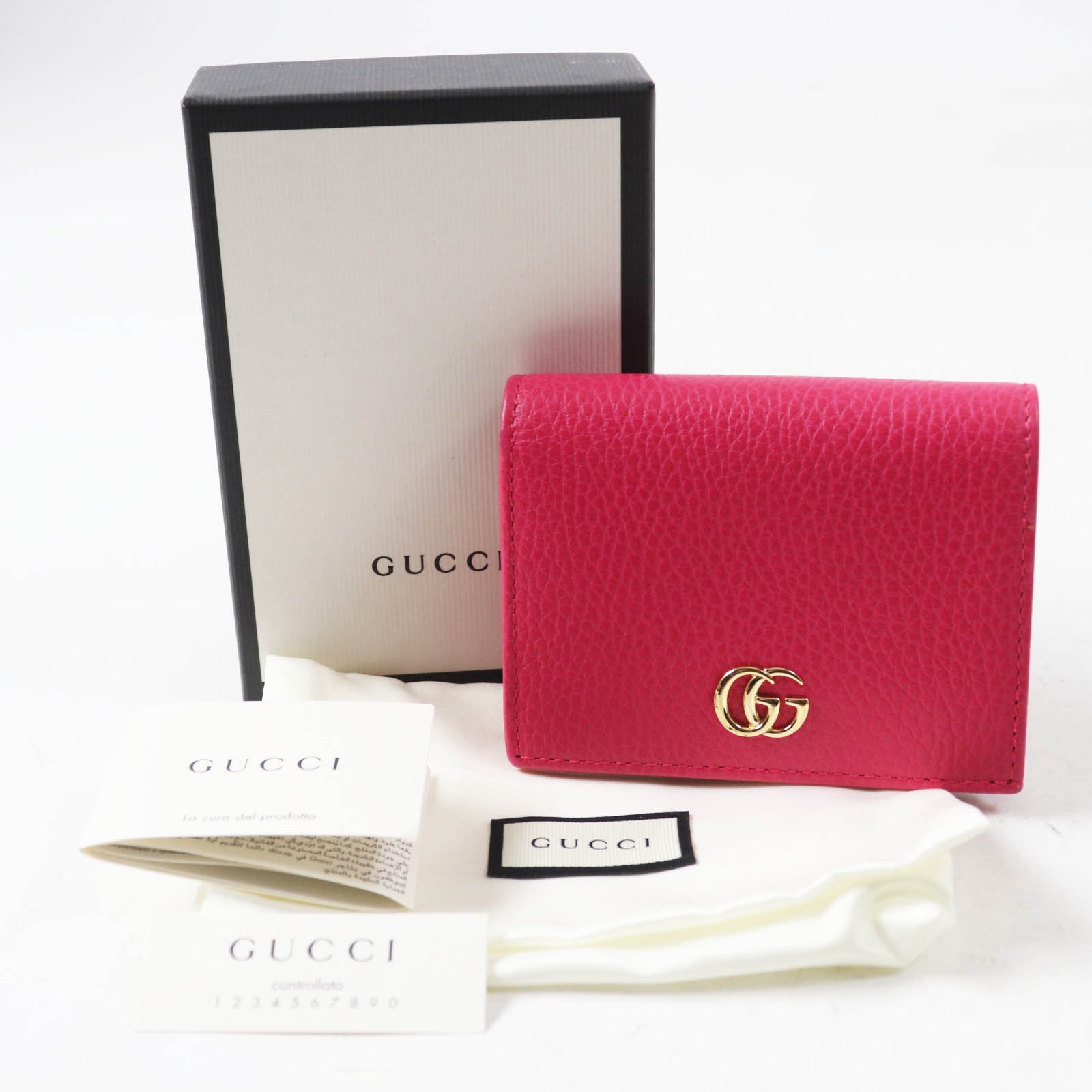 Excellent GUCCI Bifold Wallet GG Marmont Mini Wallet / shocking pink leather... thumbnail 2