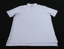 Peter Millar Men's Short Sleeve Stripe Summer Comfort Polo Shirt CA4 White Large