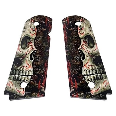 1911 Full-Size ABS Grips with Side Profile of a Skull Printed Image