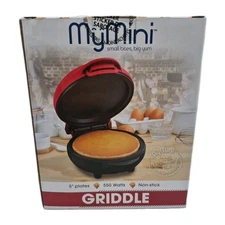 Nostalgia My Mini 5" Griddle, Eggs, Burgers. -Red- Nonstick Surface  - NEW!