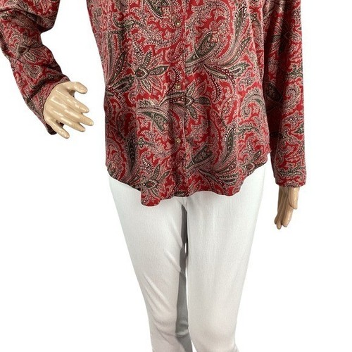Lauren Ralph Lauren Red Paisley Sleep Top Pajama Shirt M - Picture 3 of 7
