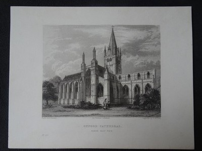 Englische Stahlstiche ''Oxford Cathedral, north west view'' B. Winkles sc.