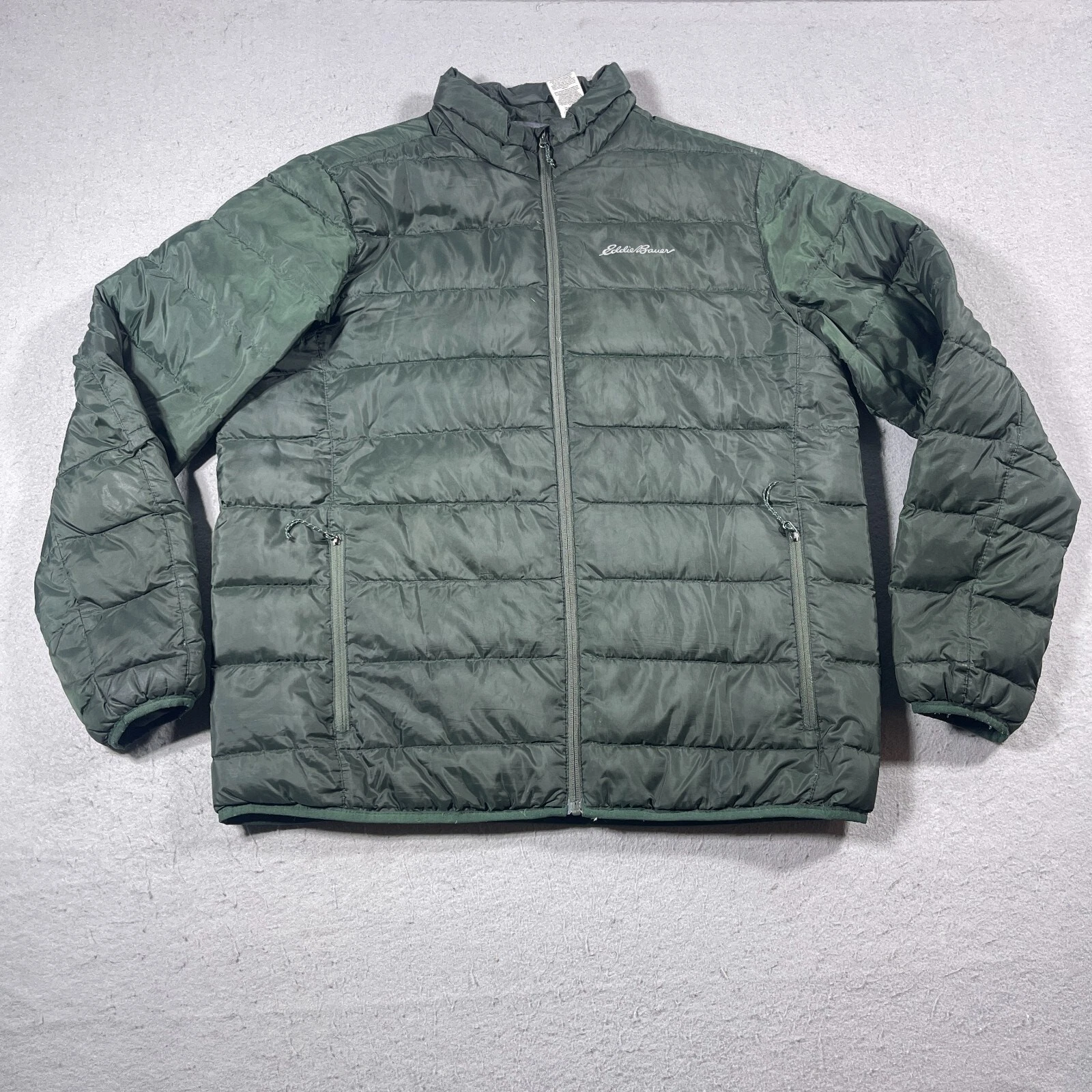 Eddie Bauer Jacket Men L Green Down Insulated 650 Fill Packable Puffer Coat