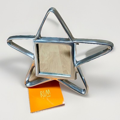 New Robert Lee Morris RLM Home Star Cast Aluminum Photo Frame/Mirror 9  X 10.75 