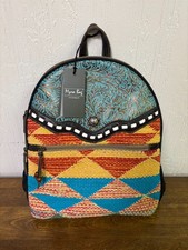 Myra Bag Backpack Accented Hues Tooled Leather Cotton Western Cowboy NWT S-4711