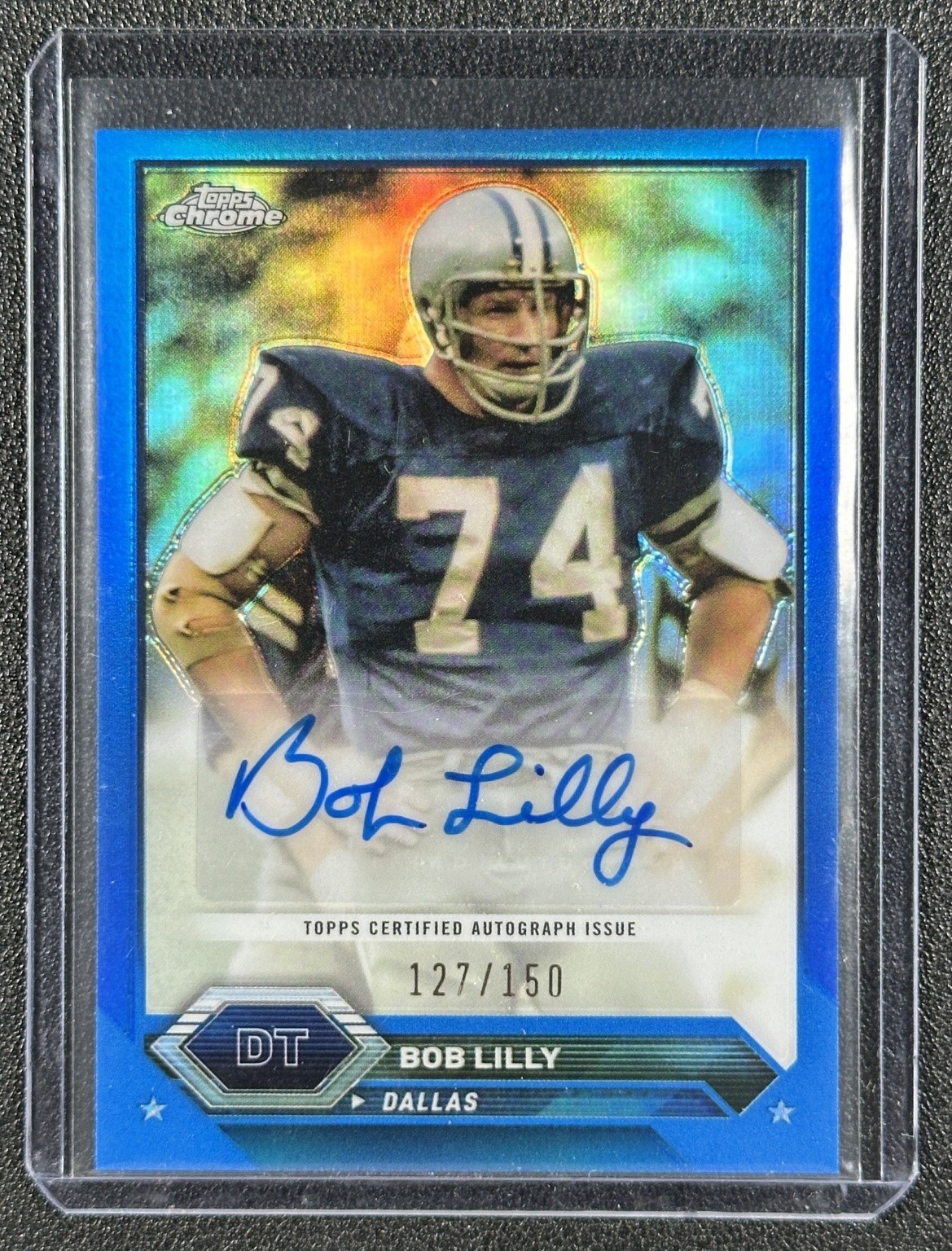 BOB LILLY 2023 TOPPS CHROME COMPOSITE BLUE REFRACTOR AUTO 127/150 COWBOYS