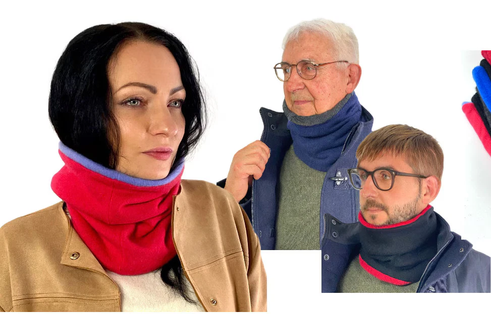 100% Cashmere Scarf Snood Neck warmer Unisex Reversible Handmade Gift Upcycled