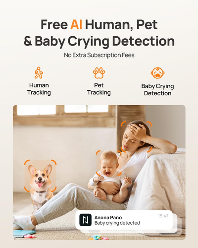 Anona Pano 4K UHD Indoor Security Camera 4 Pack, 360° Pan-Tracking Dome Camera f - Afbeelding 5 van 11