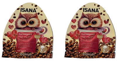 ISANA Owl I Want Is Coffee 2 x Tuchmaske Vegan Gesichtsmaske Kaffee