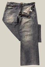 Aeropostale Driggs Slim Bootcut Distressed 100% Cotton Denim Blue Jeans 36Wx29L