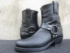 Frye Harness 8R Boots Black Leather Square Toe Biker Moto Womens USA Sz 9