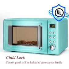 0.7Cu.ft 700W Retro Countertop Microwave Oven LED Display Glass Turntable Green