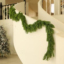 Norfolk Pine Garland Artificial Real Touch Green Thick Faux Norfolk Pine  Cr...