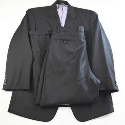 #ad Sean John 40S 33x29 Black Striped 100% Wool Mens Jacket Pants Suit $84.99