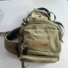 Matin Canvas Tan Camera Backpack Padded Inside Pockets Adjustable Straps