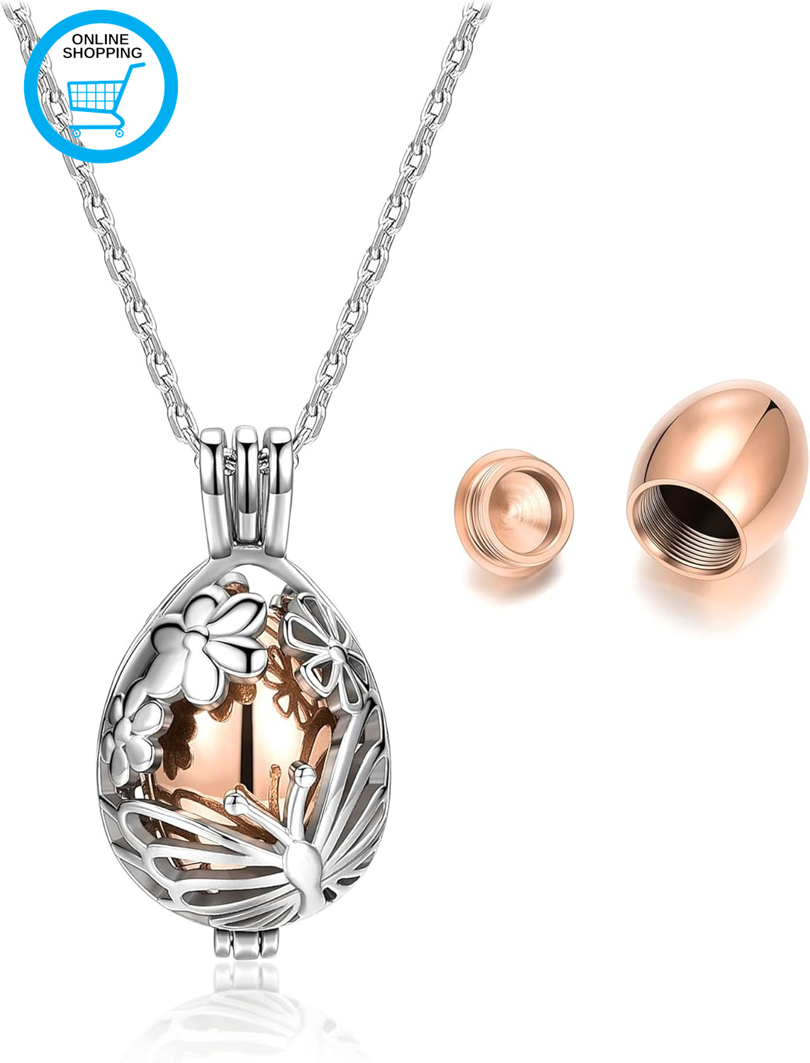 Ashes Keepsake Urn Necklace Cremation Jewellery Women, Stainless Steel Memorial