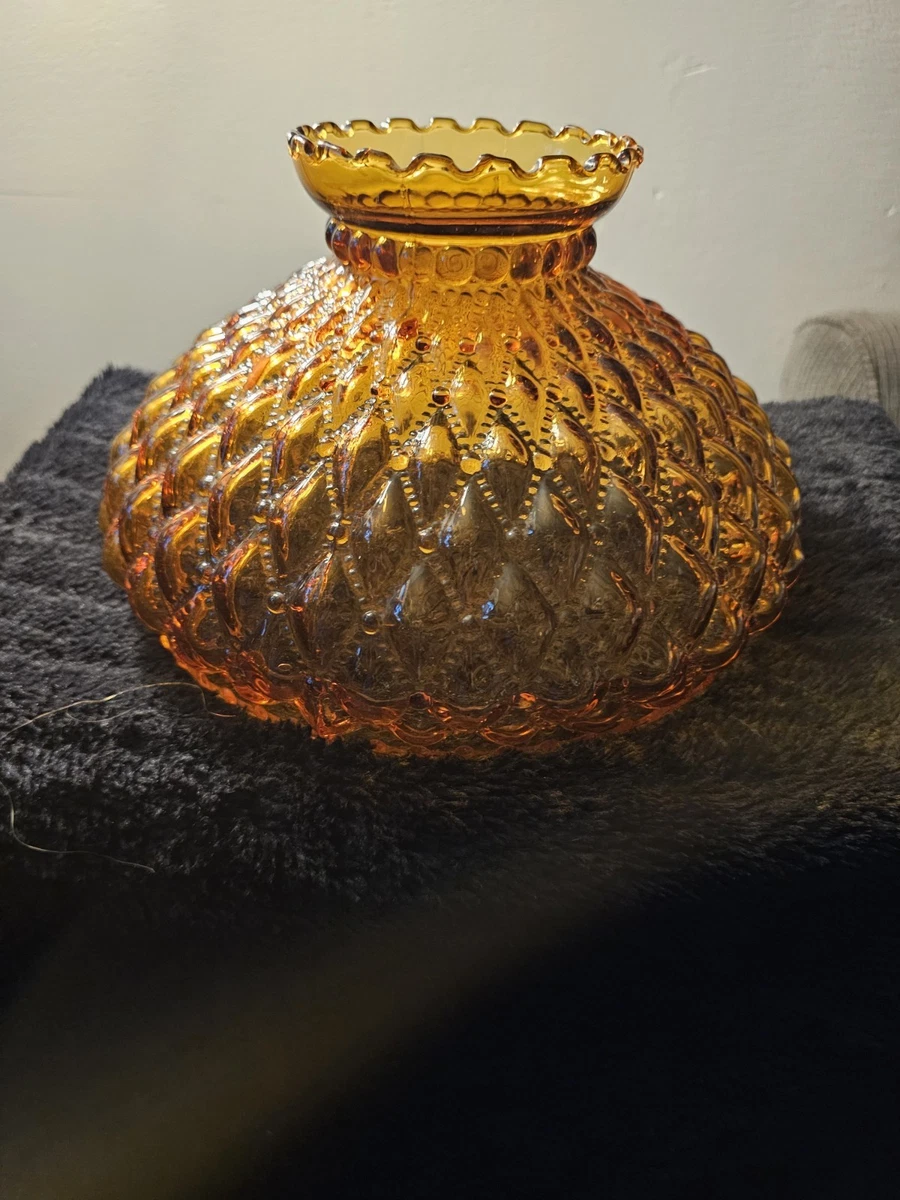 ライト・ランタン Vintage Diamonds Amber Glass Lamp Shade vintage