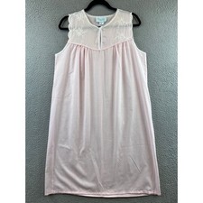 Vintage Amy Sue Pink Lace Trim Nightgown Sleep M Lightweight Made in USA