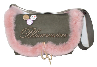 NWT Blumarine Embroidered Canvas Fur Messenger Shoulder Bag Bag