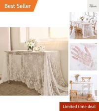 White Lace Tablecloth 60 X120 Inches Rectangle Vintage Embroidered Bridal Wed...
