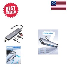7-in-1 USB C Hub with 4K HDMI and 100W Power Delivery - Space Gray Excellence