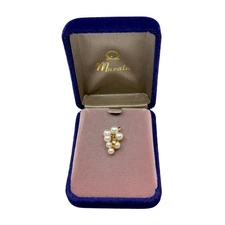 Murata Vintage 18K Solid Yellow Gold Buble Saltwater Akoya Pearl Pendant Box