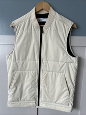 Scaldamuscoli Zara Uomo Gilet Taglia S Beige Zip Tasche Senza Maniche Casual Ottime Condizioni