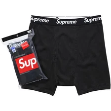 Supreme Hanes Boxer Briefs Black Underwear SIZE M (2 PIECES) - BUY + FOR LESS