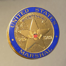 United States Marshal Bicentennial 1789-1989 Gold Tone Blue Round Badge