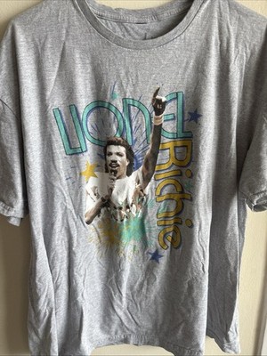 Lionel Richie Blue  All Night Long  Graphic Concert T-shirt Cotton Size 2XL Gray